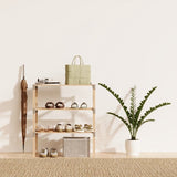 Fixwood Schoenenrek 3 Lagen – Beige - Houten Schoenenkast – Compact & Ruimtebesparend Schoenenrek voor 9+ Paar – Modern Design – 51 x 23 x 57 cm