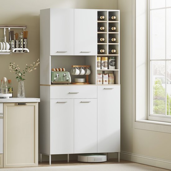 Keukenkast Scandinavisch Design met Glazen Deuren - Wit