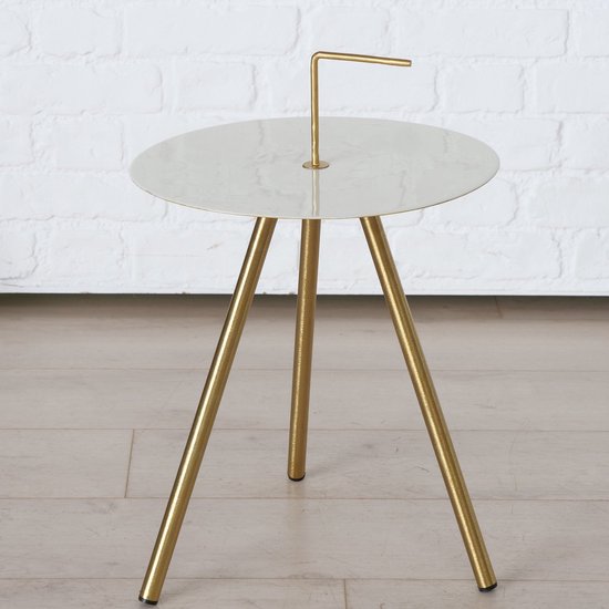 Boltze® Tobo Bijzettafel set van 2 stuks met Metaal Poten - Goud