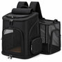 Dierenrugzak voor Kat & Kleine Hond – Uitklapbare Kattenrugzak – Reistas tot 10 kg – Ademend Mesh – 33 x 26 x 40 cm – Transporttas voor Katten en Honden – Zwar