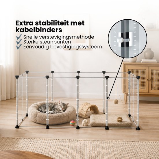 Kattenren voor Binnen - 204 x 102 x 71 cm - Konijnenren - Puppyren - Knaagdierenren - Ren voor Kitten en Puppy - Verstelbaar - Op Maat te Maken