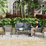 4goodz Tuinmeubelset 4-delig met salontafel, bank en 2 stoelen