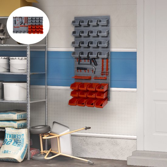 4goodz Gereedschapswand 44-dlg met Wandhouder - Rood/Grijs