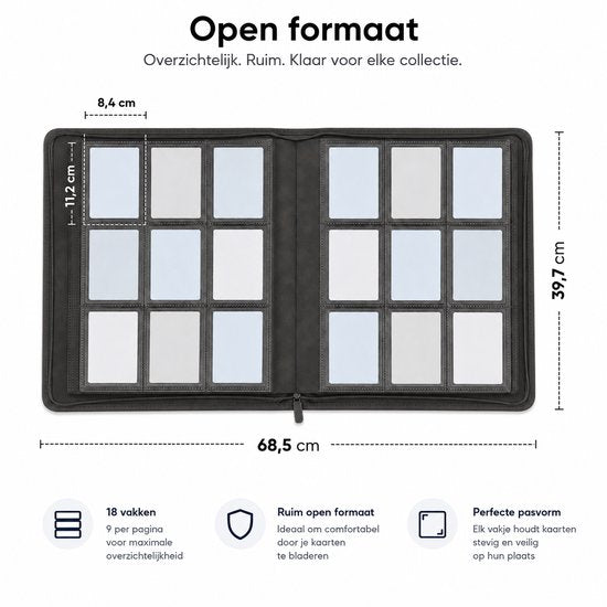 Toploader Binder - 252 Speelkaarten - Verzamelmap voor 3 4 inch Toploaders - Kaartenmap - 9 Pocket