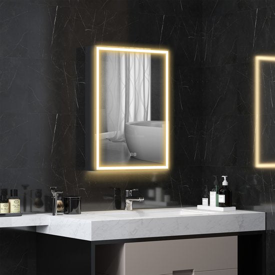 4goodz LED Spiegelkast Badkamer 50x70 cm Dimbaar Anti-condens Zwart