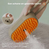 NOVIFY® Luxe Kattenborstel - Hondenborstel - Kattenkam met Massagefunctie - met Stoom - Kortharig - Langharig - Kaki