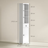 4goodz Badkamerkast 24x34x170 cm - Kolomkast 3 vakken en 1 lade - Wit