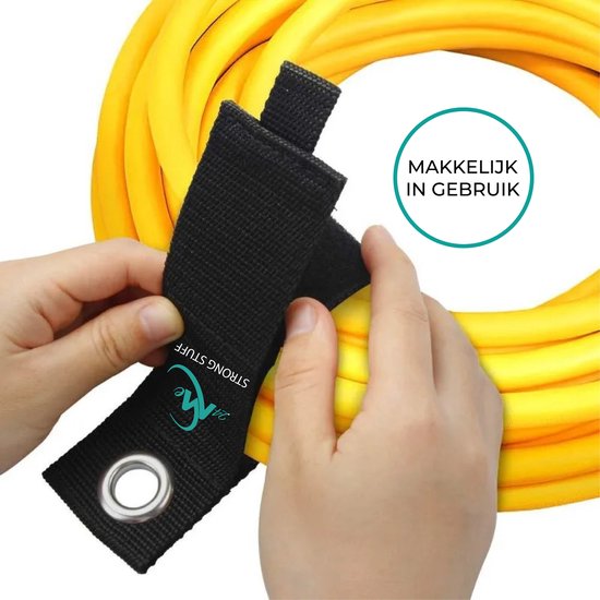 24ME® 4x Heavy Duty Storage Strap - Maat L - Kabelbinders met Ring - Sterk Klittenband - Organizers - Slijtvast