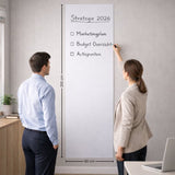 FLOKOO Whiteboard Sticker XL Zelfklevend (200 x 45 cm) met 4 Stiften met Wisser - Whiteboard Folie - Beschrijfbare Muursticker - Whiteboardsticker - Whiteboardfolie - Schoolbord Folie - Memobord Folie