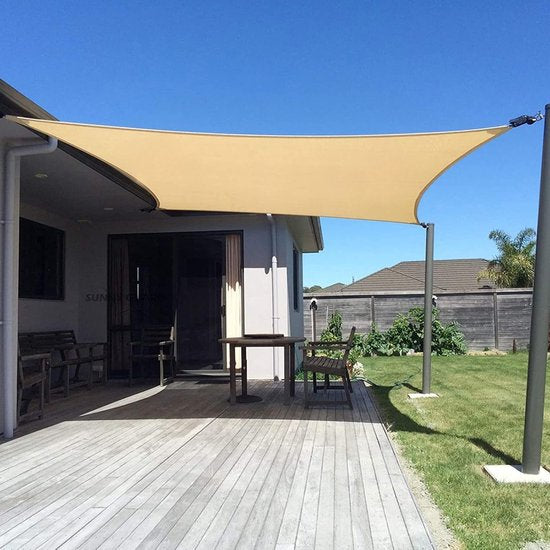 Schaduwdoek Waterafstotend – Vierkant 3x3m – UV-bescherming & Windbestendig – Ademend HDPE Zonnezeil – Tuin, Terras, Balkon, Zwembad – Beige