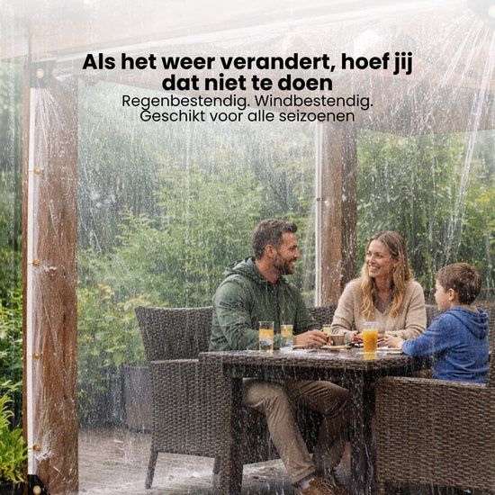 Transparant Afdekzeil 2x2,5m – Waterdicht PVC Zeil met Oogjes – Windbestendig Doorzichtig Zeil voor Overkapping, Tuin, Terras, Veranda & Carport – Versterkte Hoeken