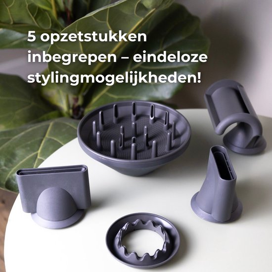 NOVIFY® Fohn - Fohnborstel - Haardroger met 5 opzetstukken - Fohn met Diffuser - 1600W - V2