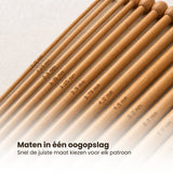 Breinaalden Set Bamboe 36 Stuks Donker Bruin - 18 Verschillende Maten - 35 cm Lang - 2 tot 10 mm Dikte - Ergonomische Breinaald - Kwalitatief Hoogwaardig Bamboe