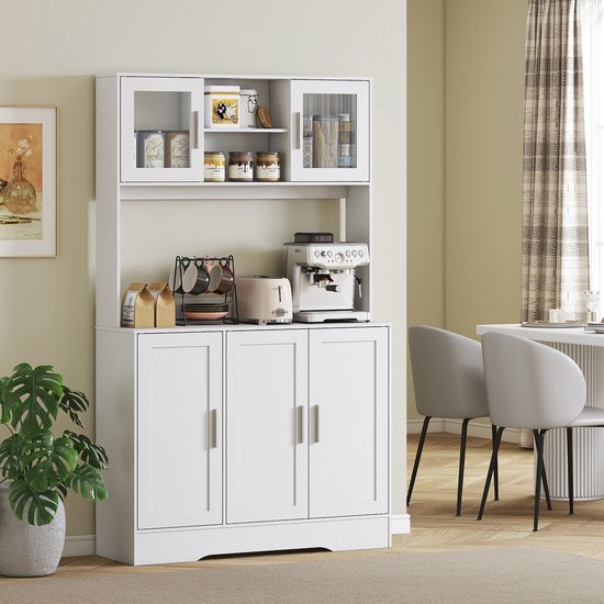 Keukenkast Scandinavisch Design met Glazen Deuren - Wit