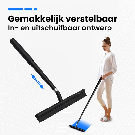 AKSA Home® Douchewisser en Vloertrekker V2 - Douchewisser - Trekker Douche - RVS Vloerwisser - Uitschuifbaar - Zwart