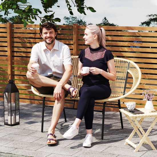 2-zits Rattan Tuinbank in Boho-stijl - Zwart