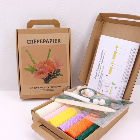DIY Bloemen Knutselset van Crêpepapier – Maak Zelf Papieren Bloemen & Boeket – Creatieve Hobby Set voor Volwassenen & Kinderen – Inclusief Instructies