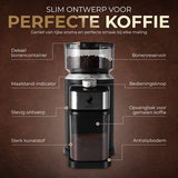 NovaWare Koffiemolen Pro – Elektrische Koffiemolen – Koffiebonen maler – Koffiemaler - Coffee Grinder - Zwart