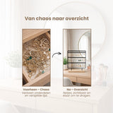 Sieradenrek met Houten Voet – Oorbellen Houder Staand – Sieraden Organizer 4 Rijen – Metalen Display Standaard – Oorbellen Display 36 cm – Sieradenhouder voor Oorbellen & Sieraden