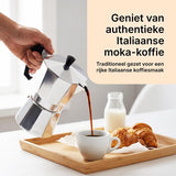 Chefino Percolator 6 Kops – Moka Pot 270 ml – Espressopot voor Italiaans Koffiezetten – Aluminium Mokkapot – Espressomaker voor Gasfornuis