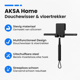 AKSA Home® Douchewisser en Vloertrekker V2 - Douchewisser - Trekker Douche - RVS Vloerwisser - Uitschuifbaar - Zwart