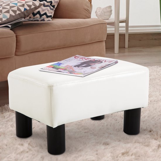 4goodz Hocker Kunstleren Voetenbank Poef 02-0240 - Wit