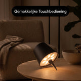Fidali Flessenlamp - Oplaadbare LED Tafellamp USB-C - Dimbaar met touch bediening - Binnen & Buiten - Aluminium - Zwart - 2 Stuks