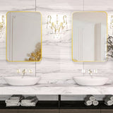 Badkamerspiegel - Goud - 71 x 50 cm - Wandspiegel - Rechthoekige Spiegel met Frame van Aluminiumlegering - Spiegel voor Slaapkamer, Woonkamer en Badkamer