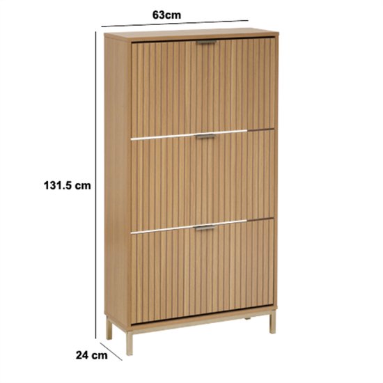 Schoenenkast Tasso 3 lades 24x63x131 cm - voor 18 paar - Bruin