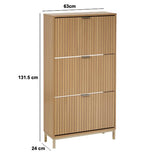 Schoenenkast Tasso 3 lades 24x63x131 cm - voor 18 paar - Bruin