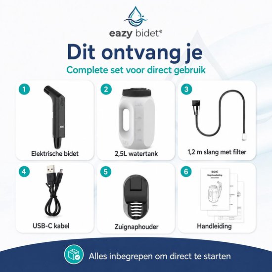 eazy bidet Draagbare Bidet - Montagevrij Bidet Voor WC - Bidet met 2,5L Watertank - Bidet Sproeier - Bidet Handdouche voor Thuis en op Reis