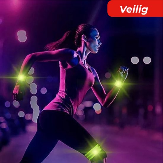 24ME® - 2 Stuks Reflecterende Elastieke Hardloop Band - Geel Veiligheidsband - Sportarmband