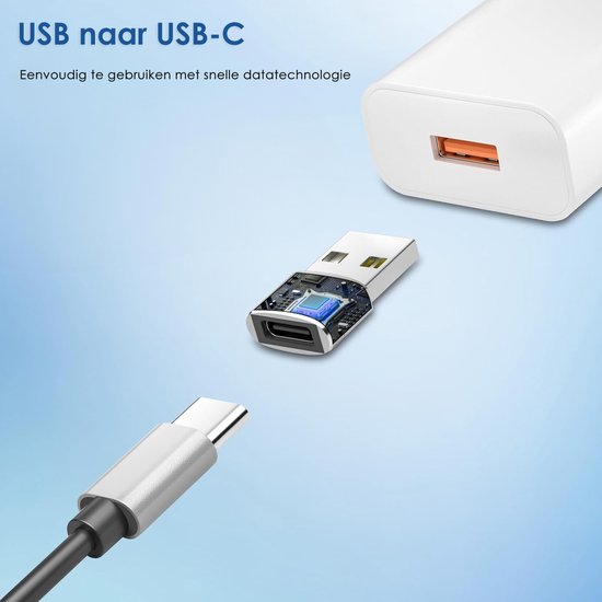 USB-C naar USB-A Adapter 2 stuks – Universele USB C naar USB A converter - Compatibel met alle USB Type C Apparaten