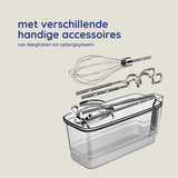 Safecourt Kitchen - Handmixer 450W – 10 Snelheden met Turbofunctie – Inclusief Deeghaken, Kloppers en Opbergbasis
