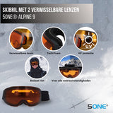 5one® Alpine 9 - Skibril met 2 Verwisselbare Lenzen - en Oranje