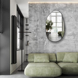 Wandspiegel - 85 x 52 cm - Zwart - Asymmetrische Spiegel, Grote Unieke Make-Up Spiegel - Wandgemonteerde Spiegel - Dressingspiegel voor Woonkamer, Slaapkamer en Badkamer - Badkamer Spiegel