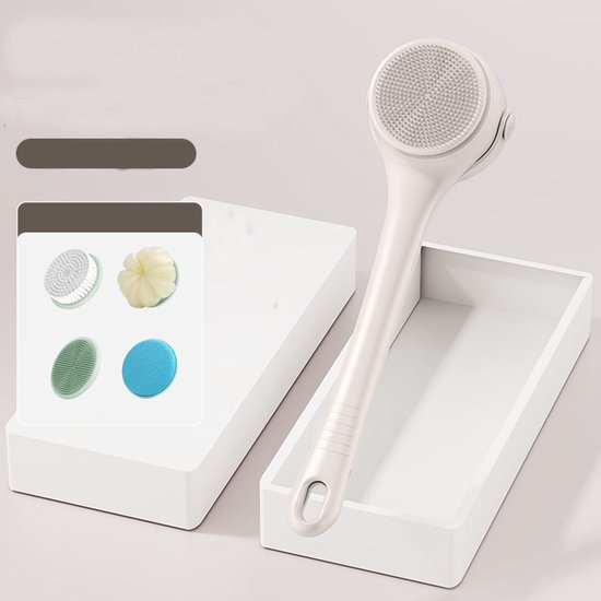 Elektrische Doucheborstel met 5 Opzetstukken – Wit – Diepe Reiniging & Massage – Oplaadbaar – Waterproof – Voor Rug, Benen & Gezicht