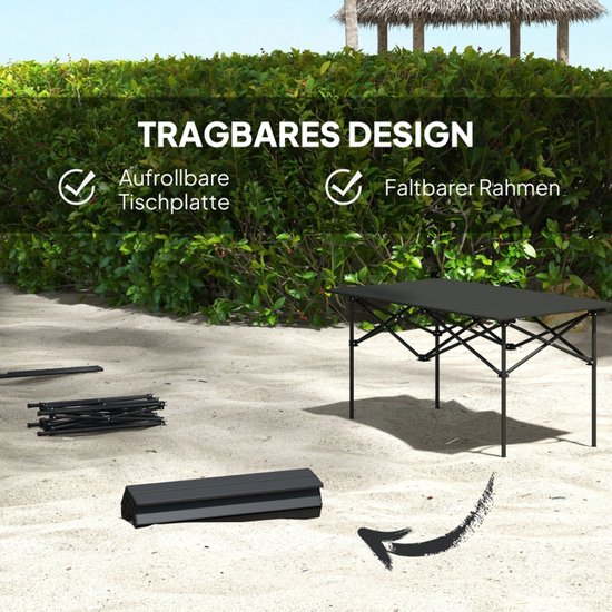 Opvouwbare Campingtafel met Oprolbaar Tafelblad van Aluminium - 95 x 55 cm - Zwart