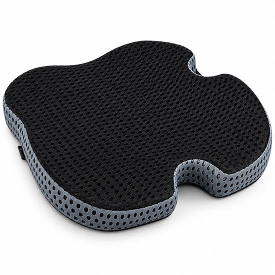 Ergonomisch Zitkussen – Memory Foam Stoelkussen met Stuituitsparing – 48 x 41 x 7 cm – Zitkussen voor Bureaustoel, Auto & Thuis – Ademend 3D Mesh – Zwart