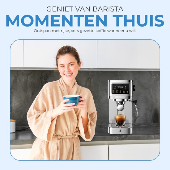 NovaWare® Espressomachine – Pistonmachine – Koffiemachines - Kopjesverwarmer - Met Stoompijpje - RVS