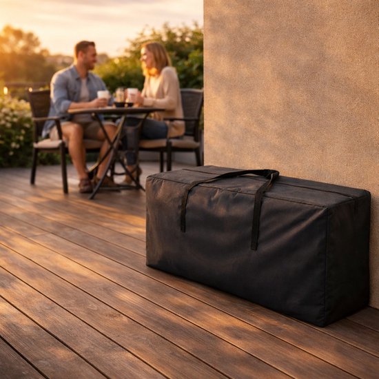 Tuinkussentas - Zwart - 173 x 76 x 51 cm - Opbergtas voor Tuinmeubelkussens - Tuinstoelkussentas - Tuinsetkussen Opbergtas