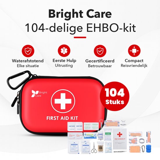 104-Delige EHBO Kit - Noodpakket - EHBO voor Auto, Thuis, en - Kit met en - en