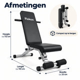 Verstelbare Fitnessbank – Trainingsbank voor Thuis – Incline & Flat Bench – Halterbank met Beenrollen – Opvouwbare Workout Bank – Zwart-Zilver