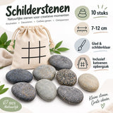 Schilderstenen 10 Stuks – Natuurlijke Keien om te Beschilderen – 7 tot 12 cm – Stenen voor Knutselen & Decoreren – Inclusief Katoenen Opbergzak - Happy Stones