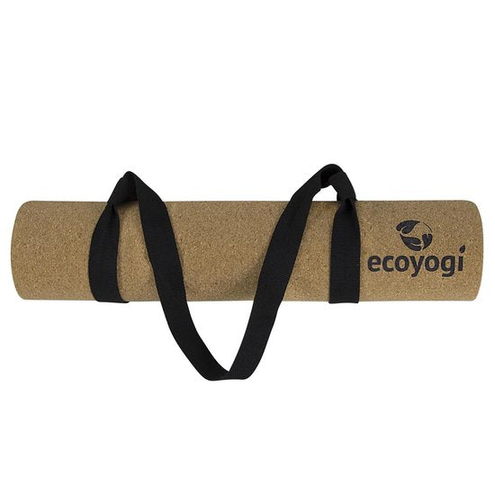 Yogamat Kurk Premium Ecoyogi - 185 x 61 x 0,4 cm (incl. draagriem) - zorgt juist bij vochtige omstandigheden voor betere grip - anti-slip natuurrubber aan de onderzijde