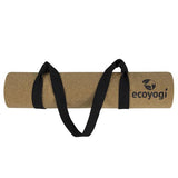 Yogamat Kurk Premium Ecoyogi - 185 x 61 x 0,4 cm (incl. draagriem) - zorgt juist bij vochtige omstandigheden voor betere grip - anti-slip natuurrubber aan de onderzijde
