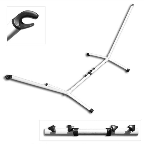 Stevige Hangmatstandaard - Wit - Staal - Afmeting: 280-340x105cm - 150kg draadvermogen