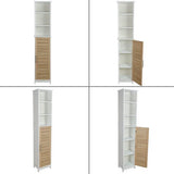 Badkamerkast Stockholm met deur en 6 planken 35x26x173 cm - Wit/Bruin