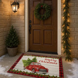 Kerst Deurmat - Deurmat kerstauto - Linnen Kerstmat - Deurmat - Vloermat - Antislip - Droogloopmat - Deurmat met tekst - Decoratieve Deurmat - Merry Christmas Deurmat - Deurmat Voor Binnen en Buiten - 59,5x40 CM