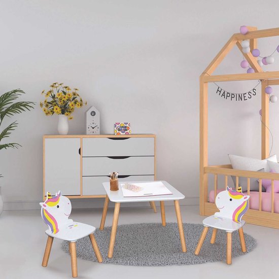Unicorn Kindertafel set met Stoeltjes - Tekentafel Kinderen